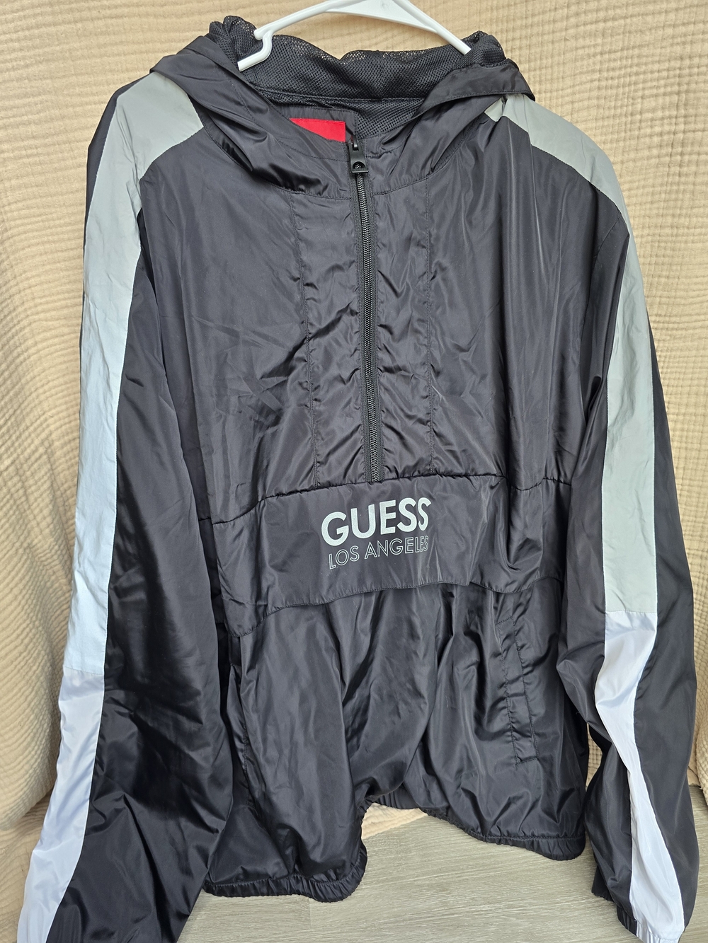 GUESS Men's Black & Light Gray Windbreaker Jacket